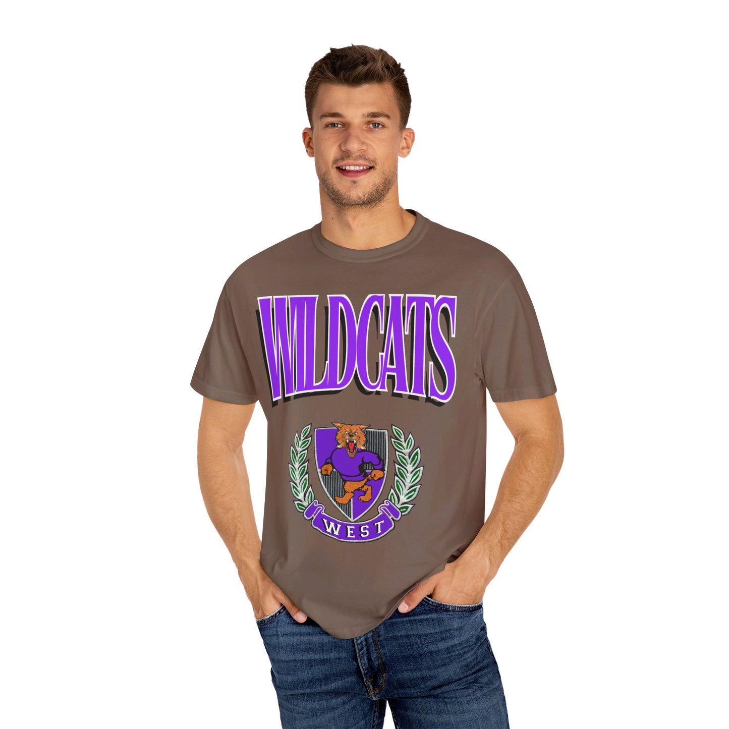 Vintage Style Wildcats Crest Garment-Dyed T-shirt
